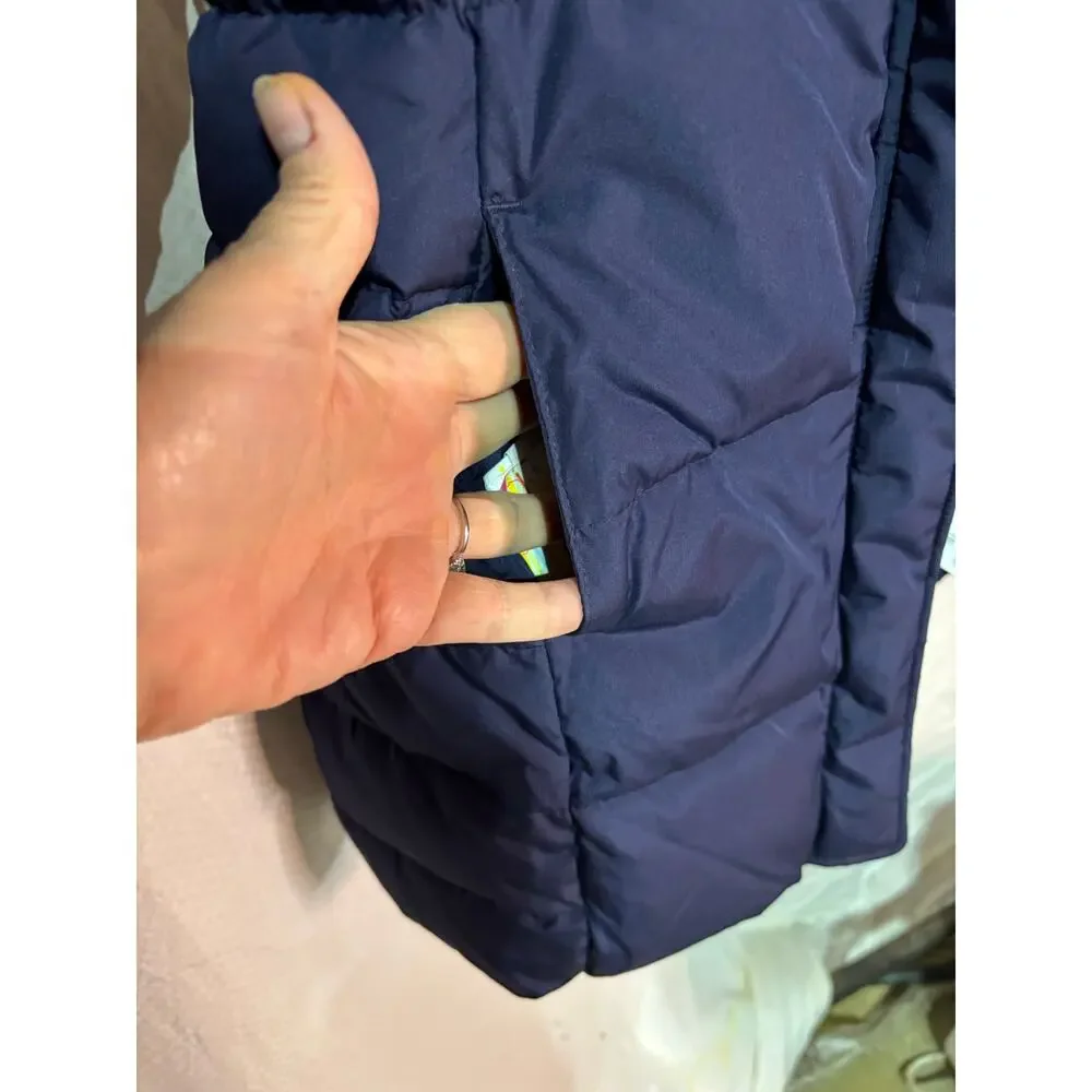Gap M heavy weight puffer coat 3/4 length hooded pocket euc